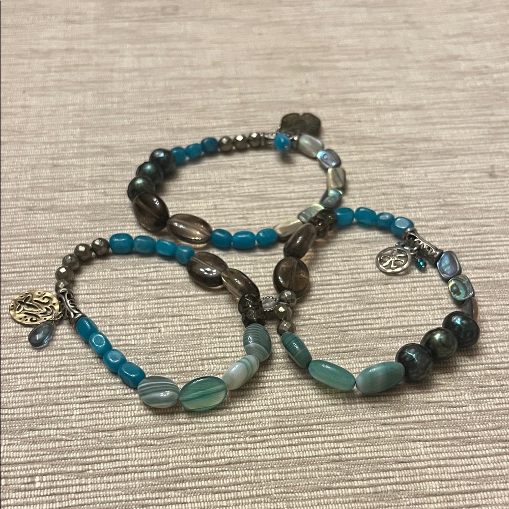 Silpada Turquoise and Brown Beaded Bracelets